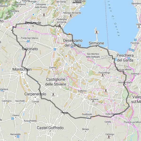 Karttaminiaatyyri "Pyöräilyreitti Molinetton lähellä: 89 km" pyöräilyinspiraatiosta alueella Lombardia, Italy. Luotu Tarmacs.app pyöräilyreittisuunnittelijalla