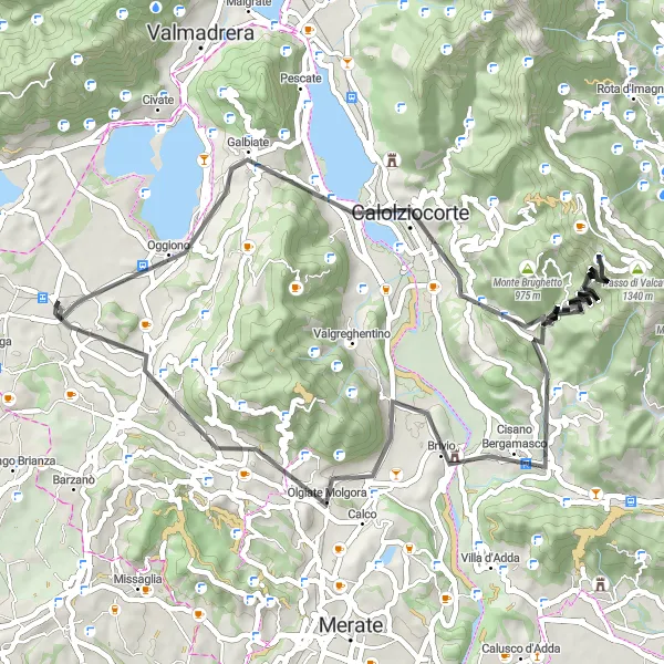 Kartminiatyr av "Äventyr i Italienska landskapet" cykelinspiration i Lombardia, Italy. Genererad av Tarmacs.app cykelruttplanerare