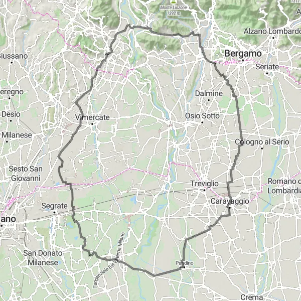 Karten-Miniaturansicht der Radinspiration "Epische Straßentour durch die idyllische Landschaft" in Lombardia, Italy. Erstellt vom Tarmacs.app-Routenplaner für Radtouren