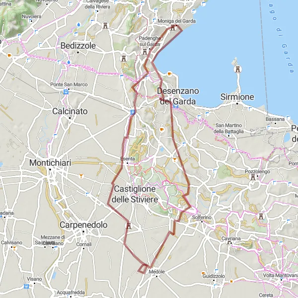 Map miniature of "The Gravel Adventure: Monte Corno and Beyond" cycling inspiration in Lombardia, Italy. Generated by Tarmacs.app cycling route planner