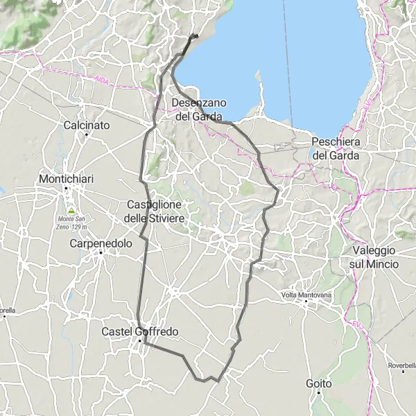 Miniatua del mapa de inspiración ciclista "Ruta de Carretera por Moniga del Garda" en Lombardia, Italy. Generado por Tarmacs.app planificador de rutas ciclistas