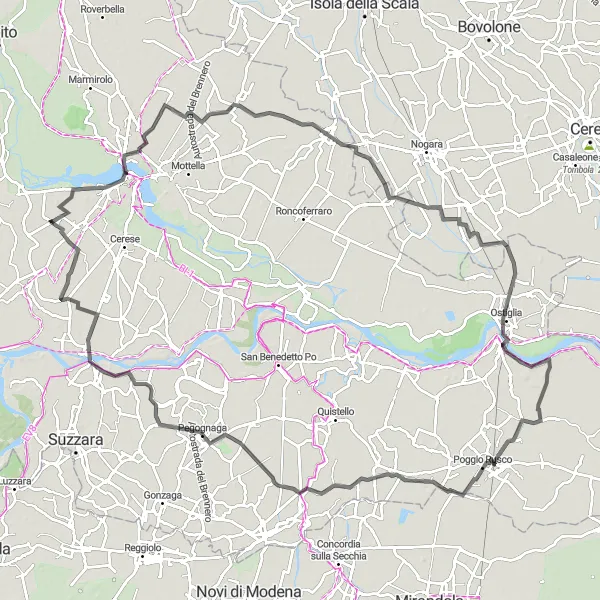 Karten-Miniaturansicht der Radinspiration "Entdeckungstour durch Revere" in Lombardia, Italy. Erstellt vom Tarmacs.app-Routenplaner für Radtouren