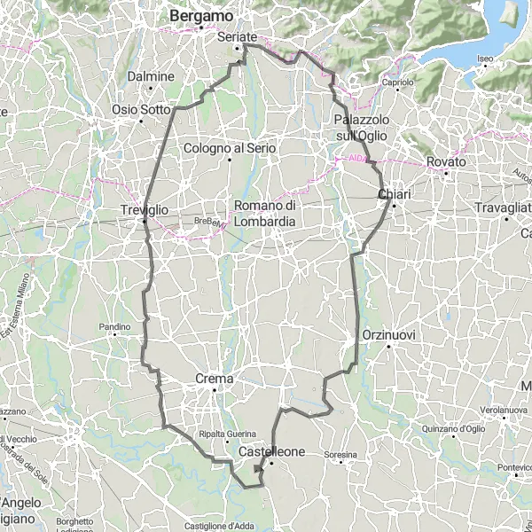 Mapa miniatúra "Cyklotúra okolo Montella" cyklistická inšpirácia v Lombardia, Italy. Vygenerované cyklistickým plánovačom trás Tarmacs.app