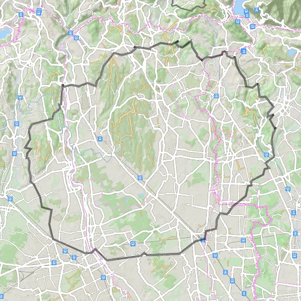 Kartminiatyr av "Cykeltur från Montesolaro till Olgiate Comasco" cykelinspiration i Lombardia, Italy. Genererad av Tarmacs.app cykelruttplanerare