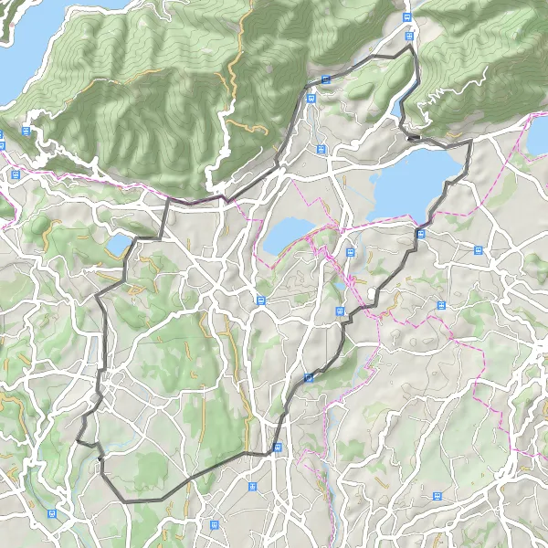 Kartminiatyr av "Kupert rute til Inverigo" sykkelinspirasjon i Lombardia, Italy. Generert av Tarmacs.app sykkelrutoplanlegger