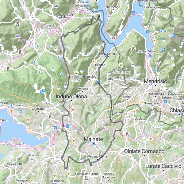 Miniaturní mapa "Jízda okolo Morazzone" inspirace pro cyklisty v oblasti Lombardia, Italy. Vytvořeno pomocí plánovače tras Tarmacs.app