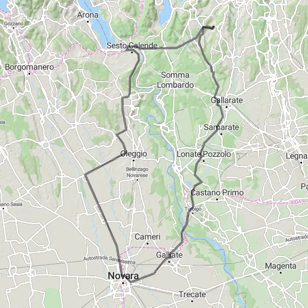 Karttaminiaatyyri "Mornagon kiertävä tie" pyöräilyinspiraatiosta alueella Lombardia, Italy. Luotu Tarmacs.app pyöräilyreittisuunnittelijalla