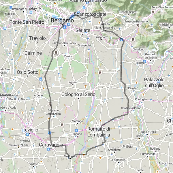 Mapa miniatúra "Jazda von zo Stredisko" cyklistická inšpirácia v Lombardia, Italy. Vygenerované cyklistickým plánovačom trás Tarmacs.app