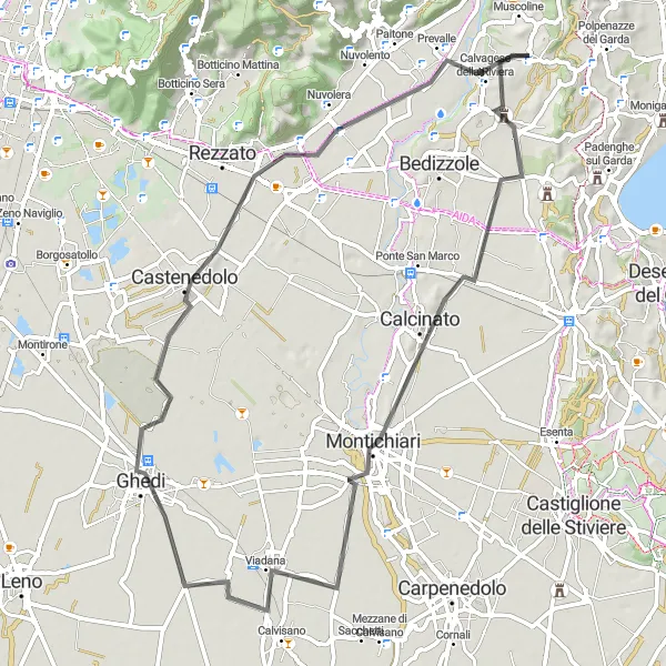 Karttaminiaatyyri "Historiallinen maantiepolku" pyöräilyinspiraatiosta alueella Lombardia, Italy. Luotu Tarmacs.app pyöräilyreittisuunnittelijalla