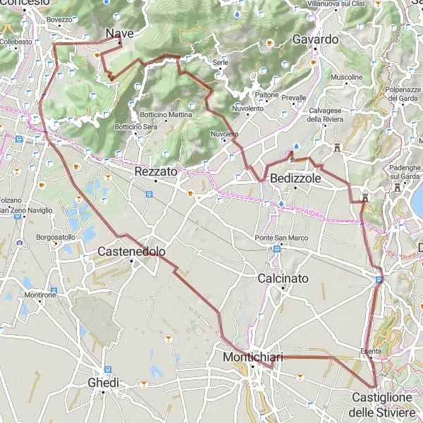 Miniatua del mapa de inspiración ciclista "Ruta de Grava Monte Denno" en Lombardia, Italy. Generado por Tarmacs.app planificador de rutas ciclistas