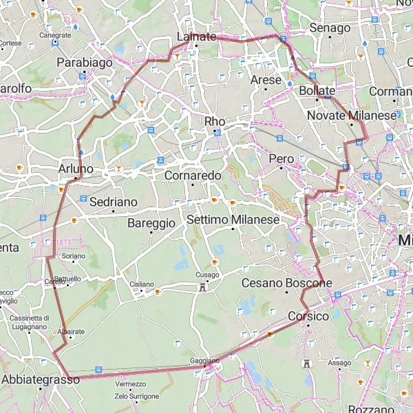 Karten-Miniaturansicht der Radinspiration "Entdeckungstour um Novate Milanese" in Lombardia, Italy. Erstellt vom Tarmacs.app-Routenplaner für Radtouren