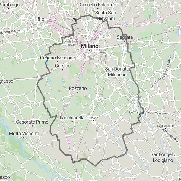 Miniatua del mapa de inspiración ciclista "Ruta de Ciclismo en Carretera Novate Milanese - Monte Stella" en Lombardia, Italy. Generado por Tarmacs.app planificador de rutas ciclistas