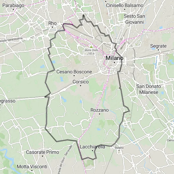 Karten-Miniaturansicht der Radinspiration "Zypressenallee und mittelalterliche Dörfer Tour" in Lombardia, Italy. Erstellt vom Tarmacs.app-Routenplaner für Radtouren