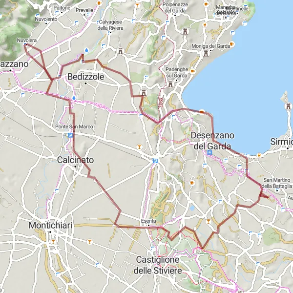 Miniaturní mapa "Gravel Route Nuvolera - Calcinato" inspirace pro cyklisty v oblasti Lombardia, Italy. Vytvořeno pomocí plánovače tras Tarmacs.app