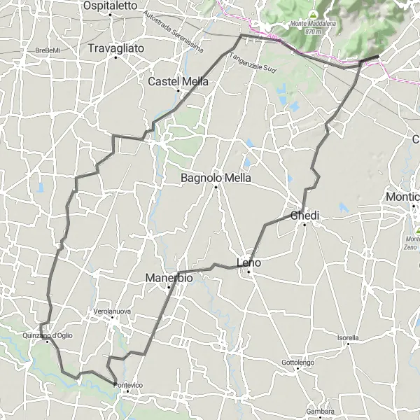 Miniatura mapy "Przez malownicze Bassano Bresciano" - trasy rowerowej w Lombardia, Italy. Wygenerowane przez planer tras rowerowych Tarmacs.app