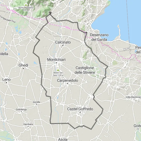 Miniatua del mapa de inspiración ciclista "Ruta de Ciclismo en Carretera de Nuvolera a Mazzano" en Lombardia, Italy. Generado por Tarmacs.app planificador de rutas ciclistas