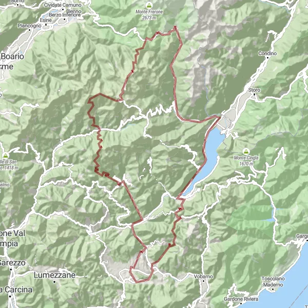 Zemljevid v pomanjšavi "Gorska dogodivščina na gravel kolesih iz Nono" kolesarske inspiracije v Lombardia, Italy. Generirano z načrtovalcem kolesarskih poti Tarmacs.app