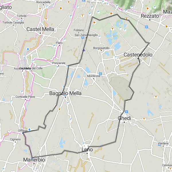 Miniatura mapy "Z Offlagi do Manerbii" - trasy rowerowej w Lombardia, Italy. Wygenerowane przez planer tras rowerowych Tarmacs.app