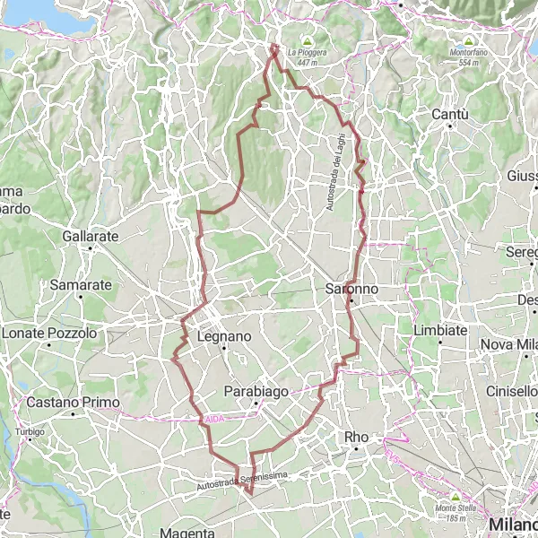 Map miniature of "Gravel Adventure" cycling inspiration in Lombardia, Italy. Generated by Tarmacs.app cycling route planner