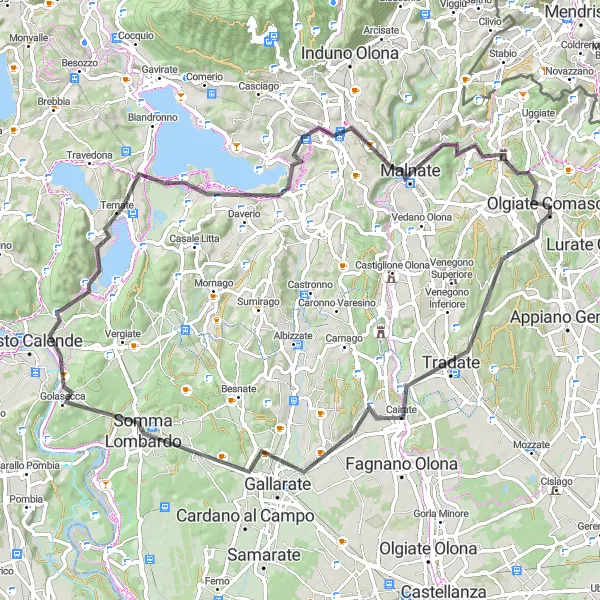 Miniatura mapy "Trasa z Olgiate Comasco przez Varese" - trasy rowerowej w Lombardia, Italy. Wygenerowane przez planer tras rowerowych Tarmacs.app