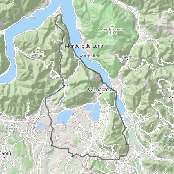 Miniatuurkaart van de fietsinspiratie "Wegfietsroute vanuit Olgiate Molgora naar Lecco" in Lombardia, Italy. Gemaakt door de Tarmacs.app fietsrouteplanner