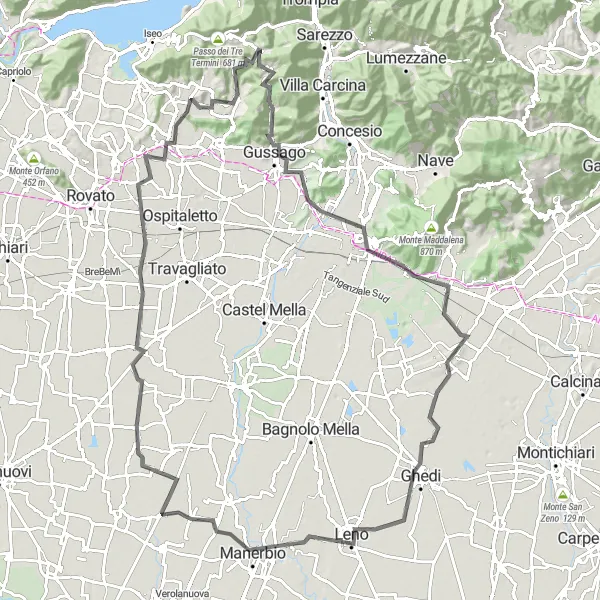 Miniatuurkaart van de fietsinspiratie "Countryside Charm Route" in Lombardia, Italy. Gemaakt door de Tarmacs.app fietsrouteplanner