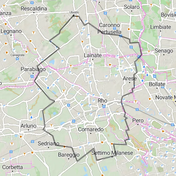 Karten-Miniaturansicht der Radinspiration "Road-Tour um Origgio" in Lombardia, Italy. Erstellt vom Tarmacs.app-Routenplaner für Radtouren
