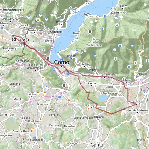 Map miniature of "Short and Adventurous Gravel Ride" cycling inspiration in Lombardia, Italy. Generated by Tarmacs.app cycling route planner