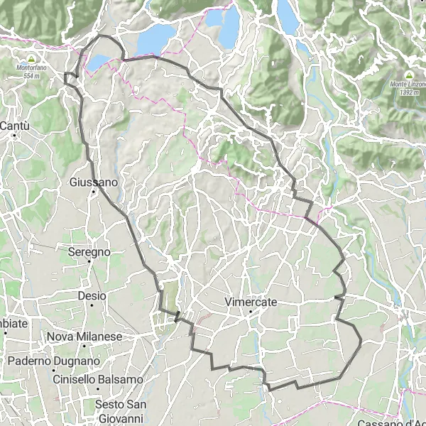 Miniatura della mappa di ispirazione al ciclismo "Giro in bicicletta da Orsenigo a Merone e oltre" nella regione di Lombardia, Italy. Generata da Tarmacs.app, pianificatore di rotte ciclistiche