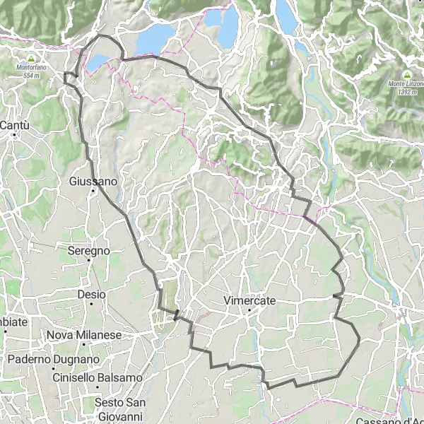 Miniatuurkaart van de fietsinspiratie "Ontdekkingstocht door Merone en Caponago" in Lombardia, Italy. Gemaakt door de Tarmacs.app fietsrouteplanner