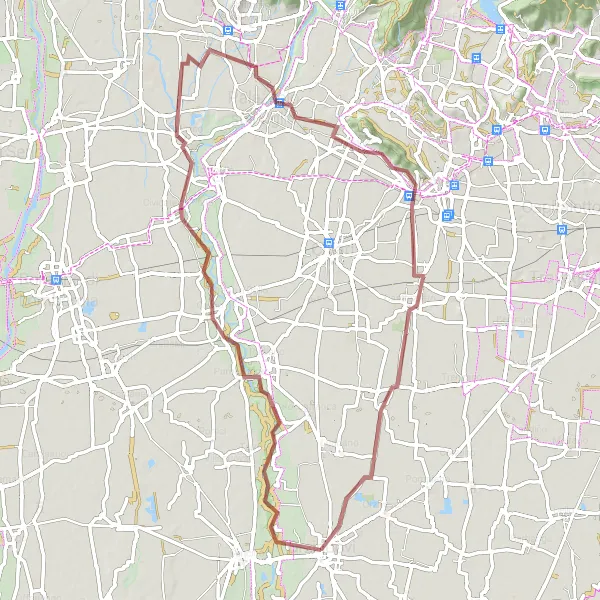 Miniatua del mapa de inspiración ciclista "Ruta de grava a través de Orzinuovi" en Lombardia, Italy. Generado por Tarmacs.app planificador de rutas ciclistas