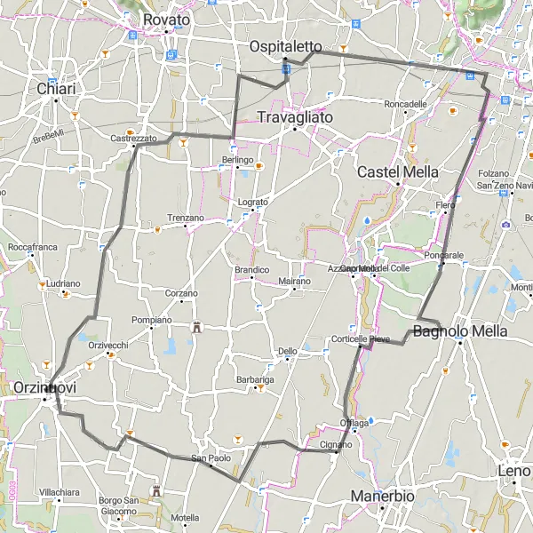 Miniatura mapy "Trasa wokół Orzinuovi" - trasy rowerowej w Lombardia, Italy. Wygenerowane przez planer tras rowerowych Tarmacs.app