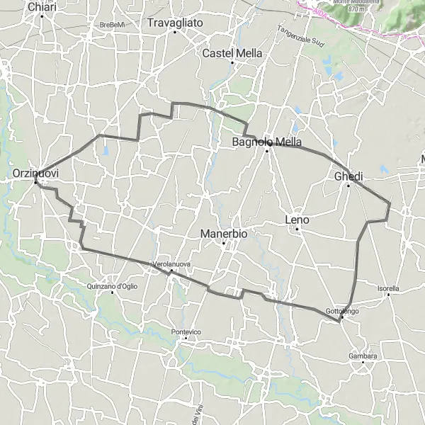 Map miniature of "Countryside Delights" cycling inspiration in Lombardia, Italy. Generated by Tarmacs.app cycling route planner