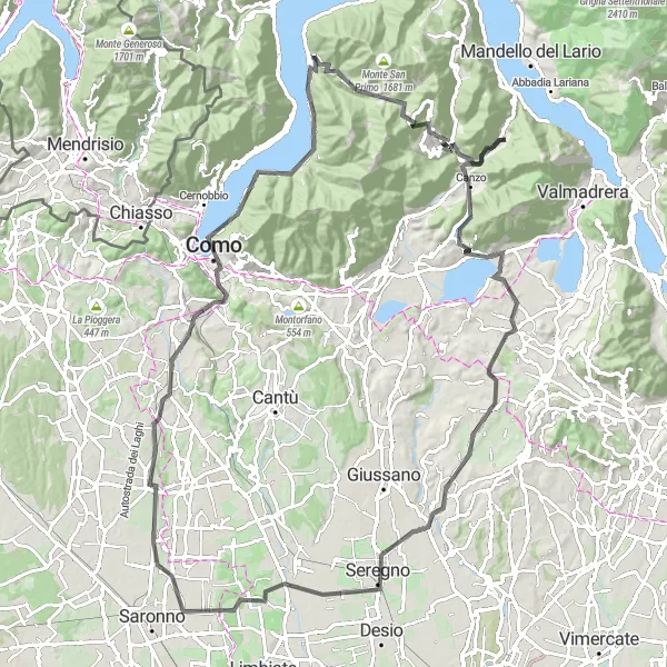 Miniatura della mappa di ispirazione al ciclismo "Avventura ciclistica da Osigo a Rezzago" nella regione di Lombardia, Italy. Generata da Tarmacs.app, pianificatore di rotte ciclistiche