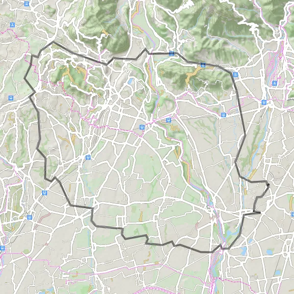 Miniatua del mapa de inspiración ciclista "Ruta de ciclismo de carretera desde Osio Sopra" en Lombardia, Italy. Generado por Tarmacs.app planificador de rutas ciclistas