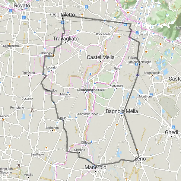 Miniaturní mapa "Okružní cyklistická trasa Mandolossa" inspirace pro cyklisty v oblasti Lombardia, Italy. Vytvořeno pomocí plánovače tras Tarmacs.app