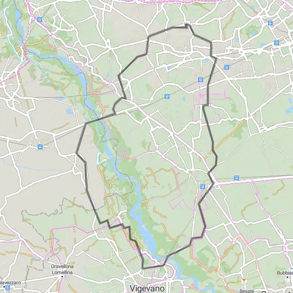 Map miniature of "The Corbetta Loop" cycling inspiration in Lombardia, Italy. Generated by Tarmacs.app cycling route planner