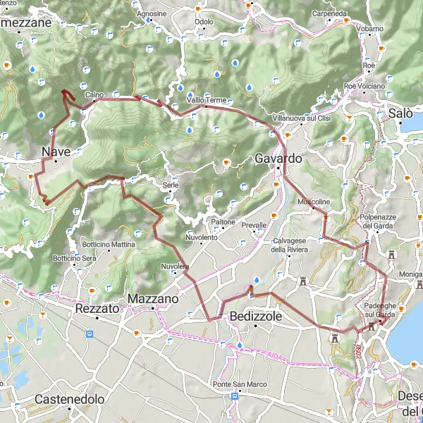 Karten-Miniaturansicht der Radinspiration "Grenzerfahrung: Von Padenghe sul Garda nach Nuvolera" in Lombardia, Italy. Erstellt vom Tarmacs.app-Routenplaner für Radtouren