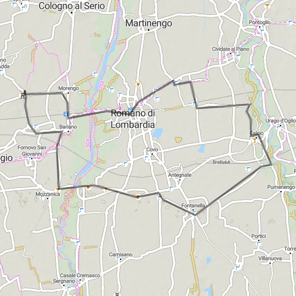 Zemljevid v pomanjšavi "Pisana dogodivščina po Lombardiji" kolesarske inspiracije v Lombardia, Italy. Generirano z načrtovalcem kolesarskih poti Tarmacs.app