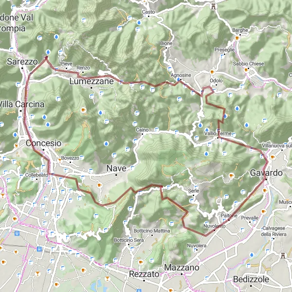 Map miniature of "The Gravel Challenge" cycling inspiration in Lombardia, Italy. Generated by Tarmacs.app cycling route planner