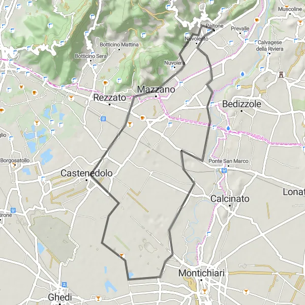 Miniatuurkaart van de fietsinspiratie "Wegroute naar Monte Paitone" in Lombardia, Italy. Gemaakt door de Tarmacs.app fietsrouteplanner