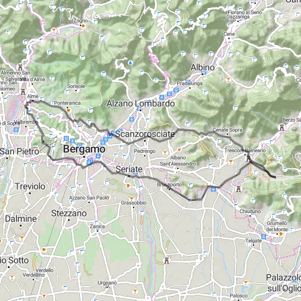 Karten-Miniaturansicht der Radinspiration "Panorama-Tour um Gorle" in Lombardia, Italy. Erstellt vom Tarmacs.app-Routenplaner für Radtouren