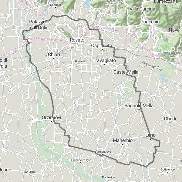 Miniatuurkaart van de fietsinspiratie "Fietsen vanuit Palosco naar Adro" in Lombardia, Italy. Gemaakt door de Tarmacs.app fietsrouteplanner