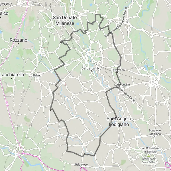 Kartminiatyr av "Cykla runt Pantigliate och upptäck Lombardiens charm" cykelinspiration i Lombardia, Italy. Genererad av Tarmacs.app cykelruttplanerare