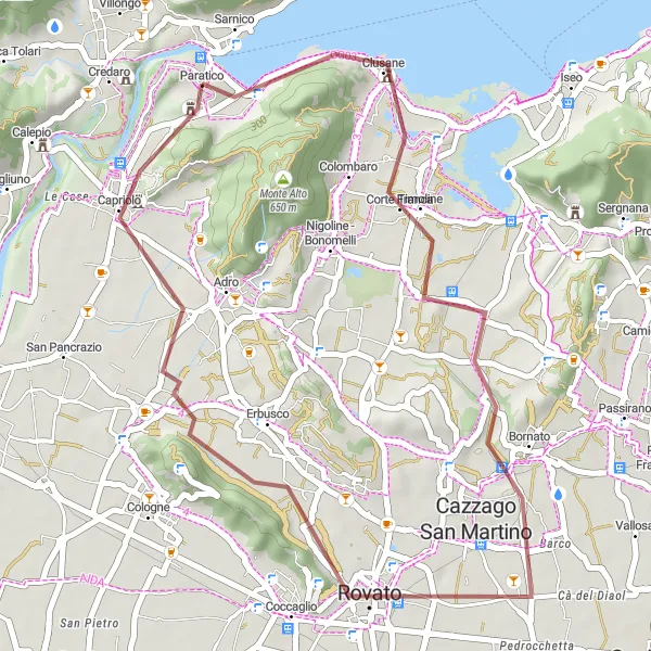 Miniaturní mapa "Lesy a jezera kolem Isea" inspirace pro cyklisty v oblasti Lombardia, Italy. Vytvořeno pomocí plánovače tras Tarmacs.app