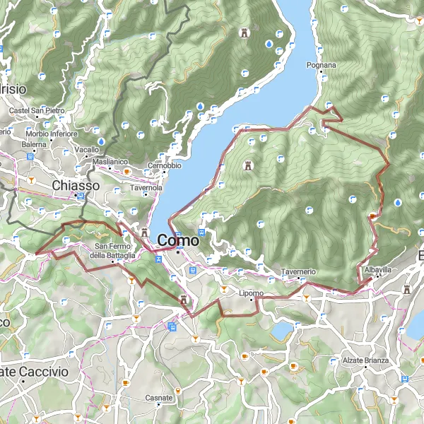 Miniaturní mapa "Gravel route around Parè (Lombardia)" inspirace pro cyklisty v oblasti Lombardia, Italy. Vytvořeno pomocí plánovače tras Tarmacs.app