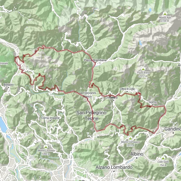 Map miniature of "Gravel Adventure" cycling inspiration in Lombardia, Italy. Generated by Tarmacs.app cycling route planner