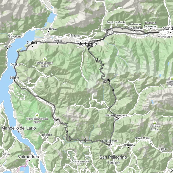 Miniatura mapy "Rowerowa trasa z Primaluna do Cremeno" - trasy rowerowej w Lombardia, Italy. Wygenerowane przez planer tras rowerowych Tarmacs.app