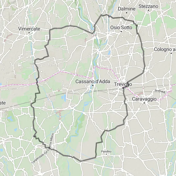 Miniatura mapy "Trasa przez malownicze wsie do Paullo" - trasy rowerowej w Lombardia, Italy. Wygenerowane przez planer tras rowerowych Tarmacs.app