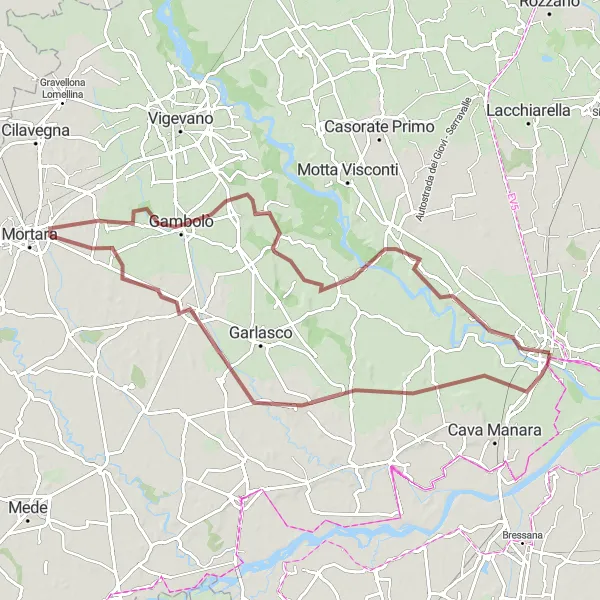 Map miniature of "Gravel Adventure to Monastero di San Felice" cycling inspiration in Lombardia, Italy. Generated by Tarmacs.app cycling route planner